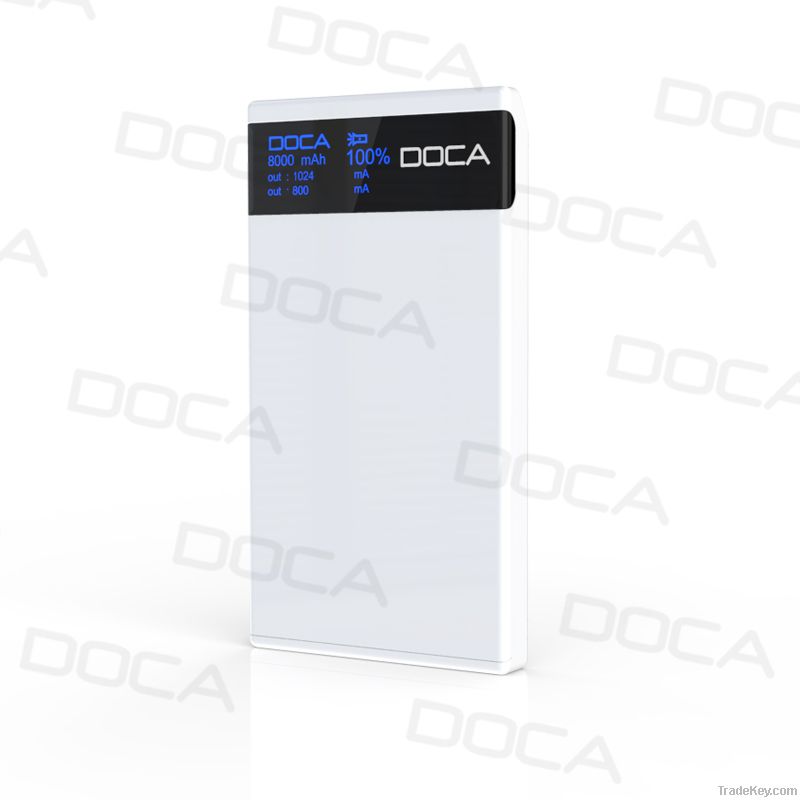 DOCA D601 Large OLED Screen 8000mAh Ultrathin Power Bank