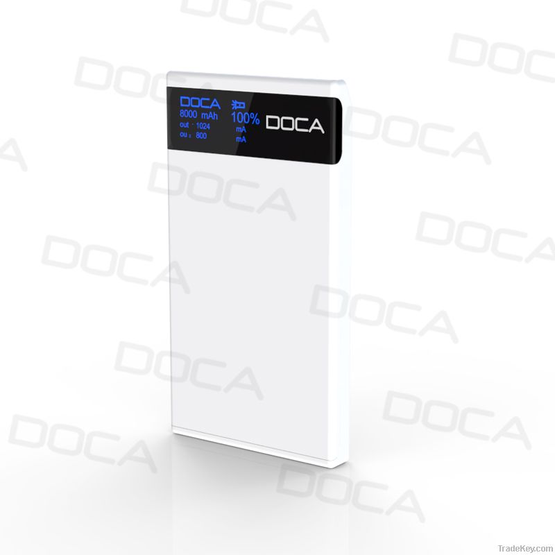 DOCA D601 Large OLED Screen 8000mAh Ultrathin Power Bank