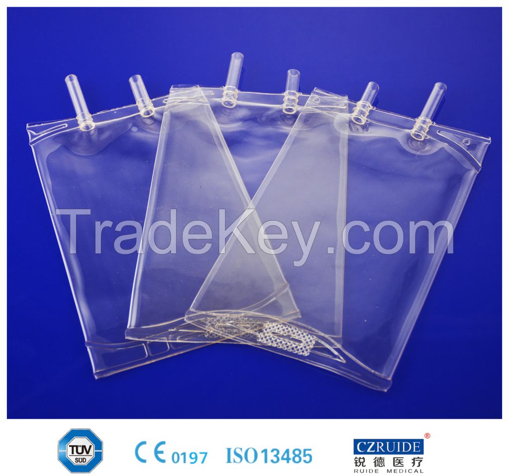 IV infusion bag with rubber stopper