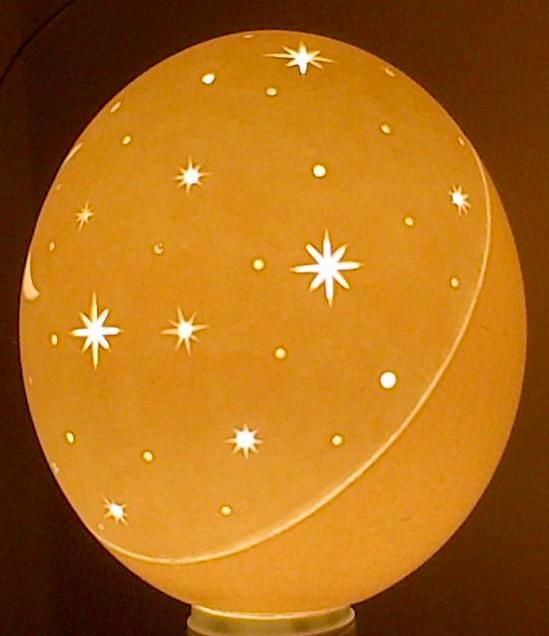 Half night sky hand carved ostrich egg lamp shade
