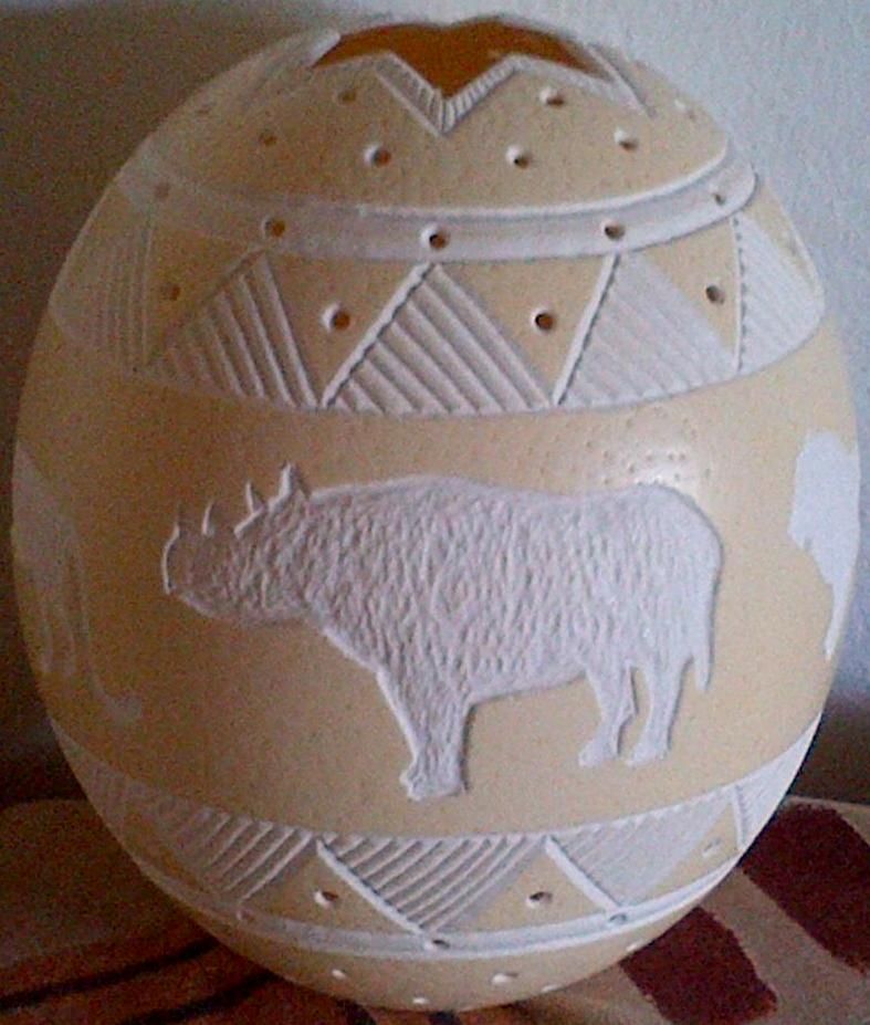 Big 5 hand carved ostrich egg lamp shade