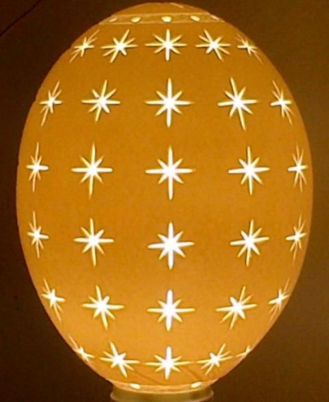 Elegant Stars hand carved ostrich egg lamp shade