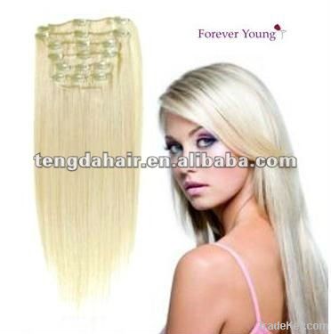 2014 New style brazilian virgin hair clip in hair extension