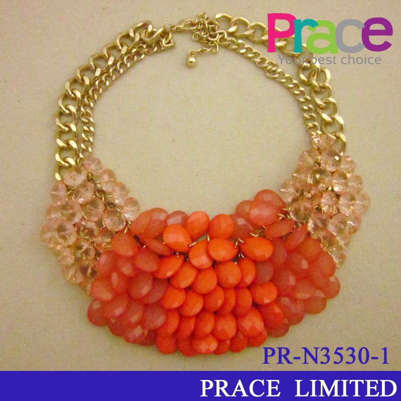 fashion new design resin beaded necklace for ladies