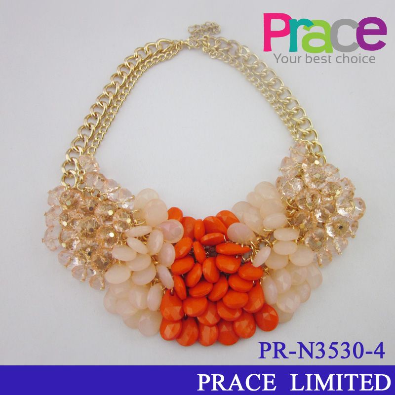 fashion new design resin beaded necklace for ladies