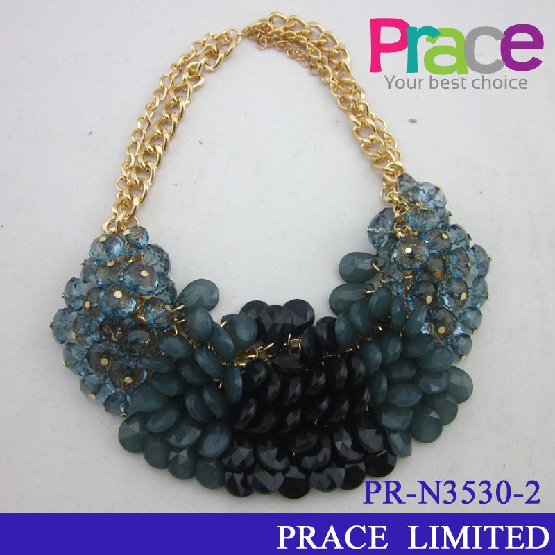 fashion new design resin beaded necklace for ladies