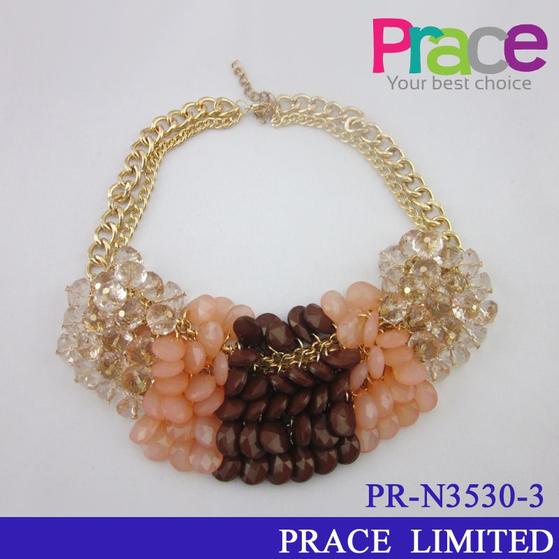 fashion new design resin beaded necklace for ladies