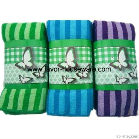 Microfiber yarn-dyed kitchen towel set