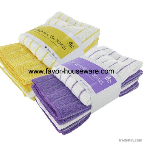 Microfiber stripe kitchen cleaning towel