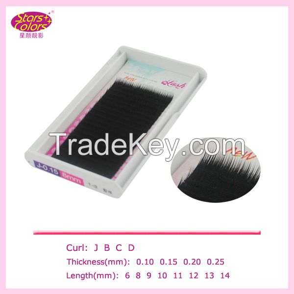 Korea black individual single 18lines faux mink  eyelash extension best quality false eyelash supply 