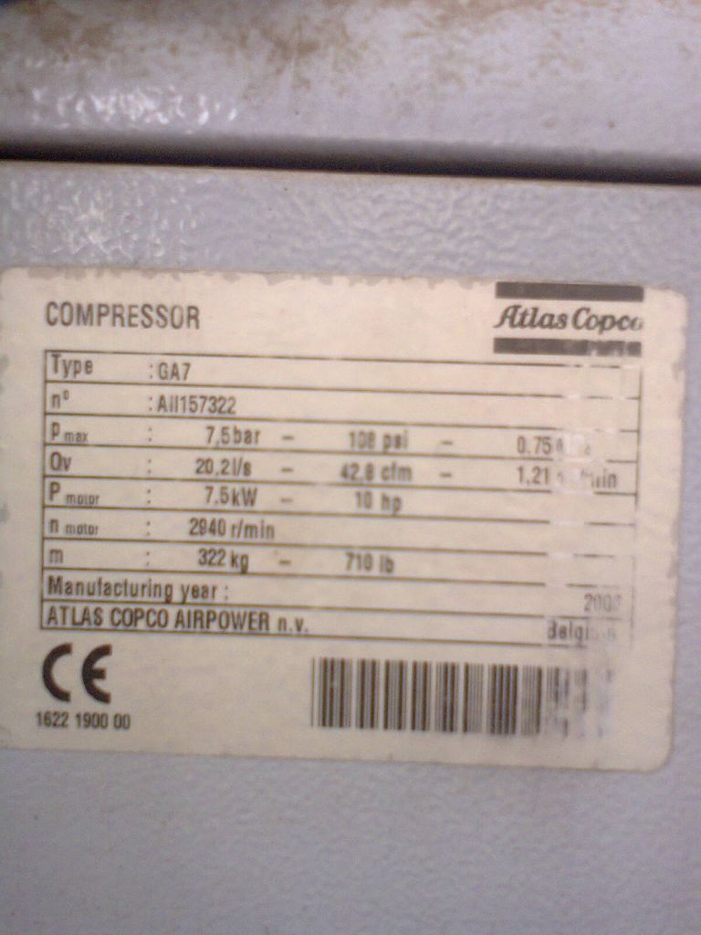 Used Atlas Copco Compressor GA7