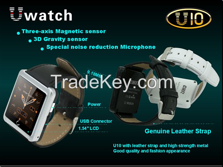 New U10 bluetooth smart watch with compass/intelligent synchronous/pedometer/sleep quality monitoring for smartphone