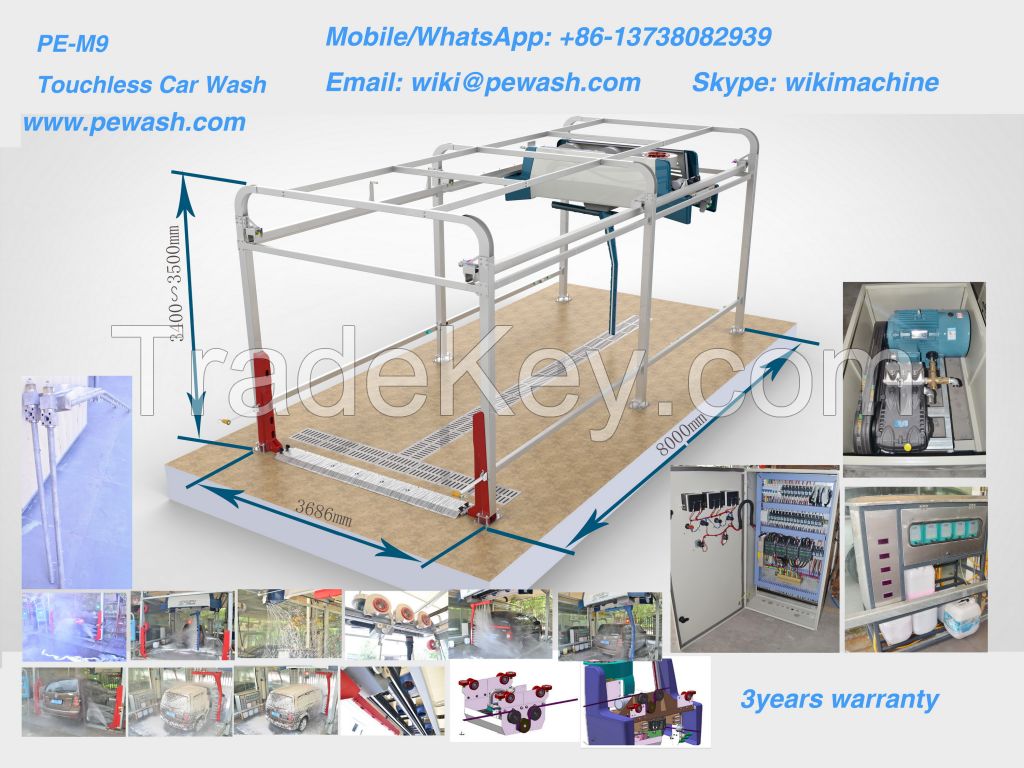 Touchless Car Wash, Touch Free Car Wash PE-M9 25000USD 3Years Warranty 22KW Built-in Dryers