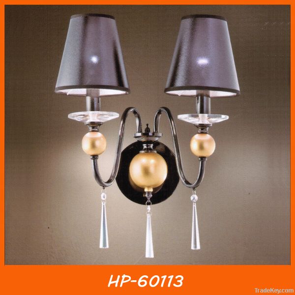 Luxury double light fabric wall mounted lamp with crystal decoration