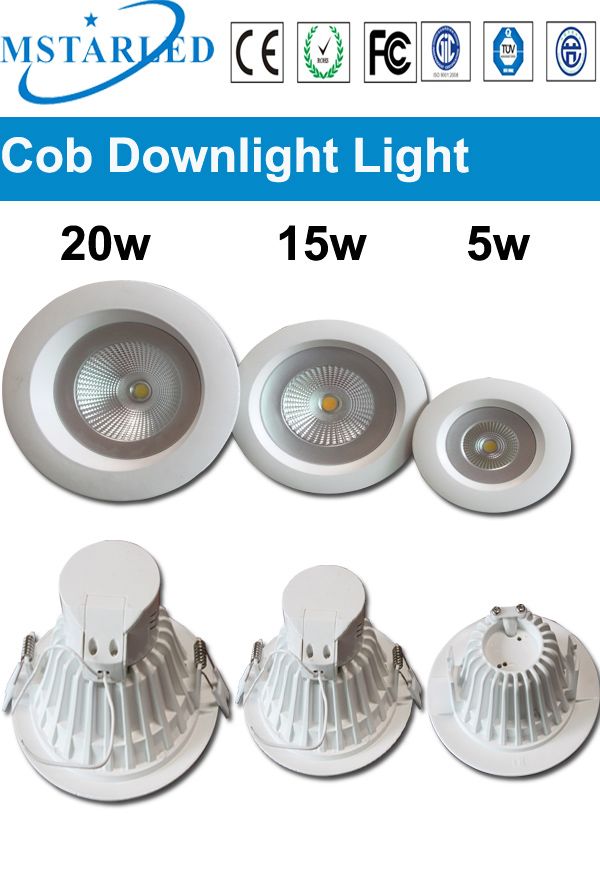 5W/12W/15W/20W COB dimmable led downlight