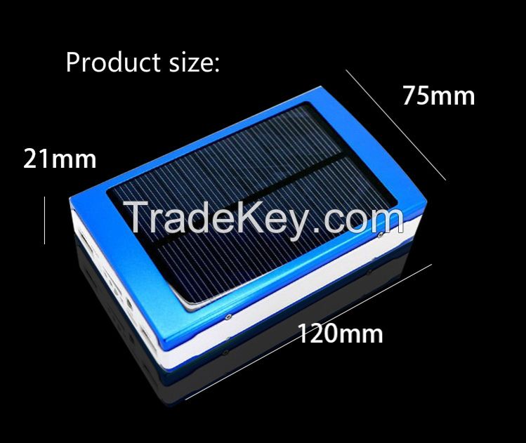 Solar power bank with true capacity 10000mah and 10W LED light