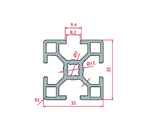 PROFILE ALU 35x35 2M ANOD AVEC JONCTION ET KIT SUPENTE