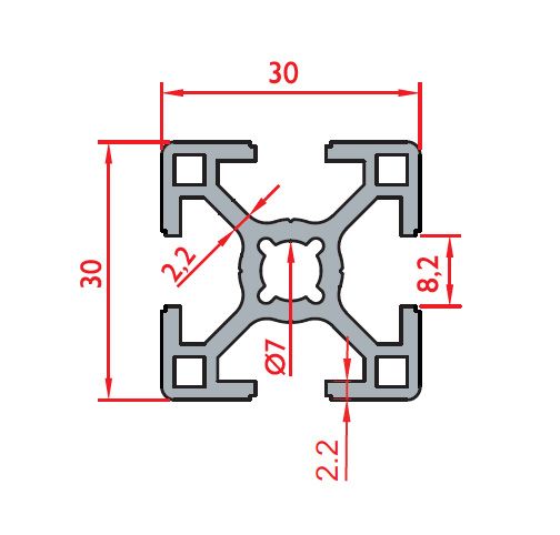 30x30 Industrial Aluminium Profile