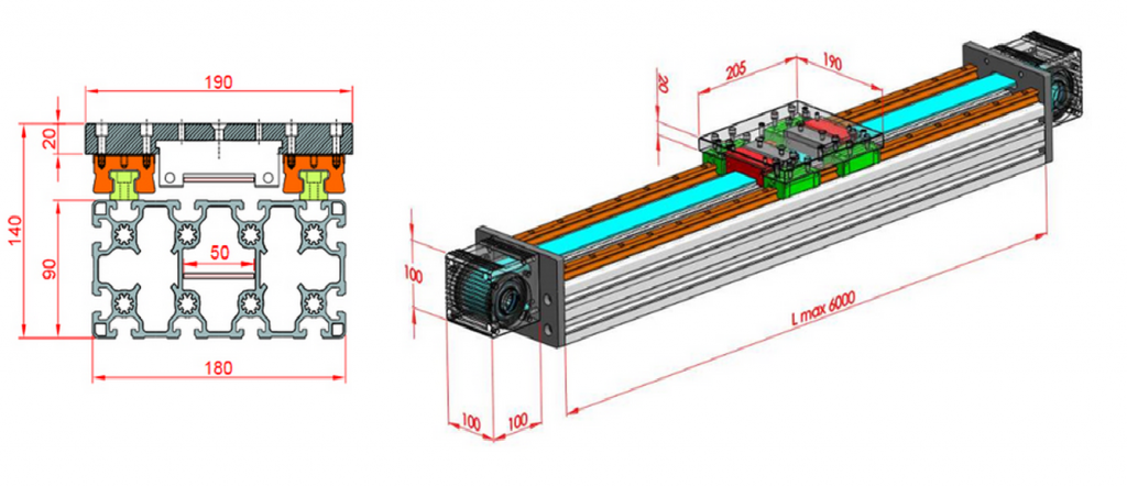 90x180 Linear Timing Belt Module