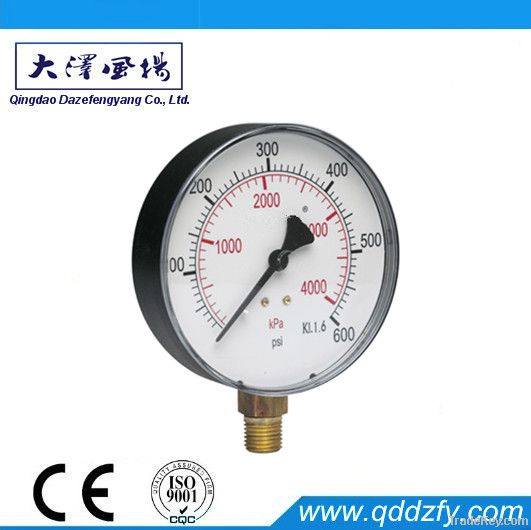 Black steel case common pressure meter gauge