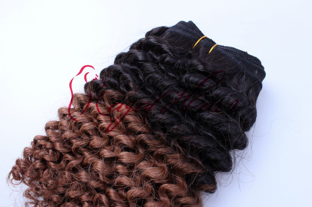 Kinky Curly Two Tone Hair Extension Weaving 1b/27# Peruvian Virgin Hair Bestselling Cheap Price 100% Human Hair