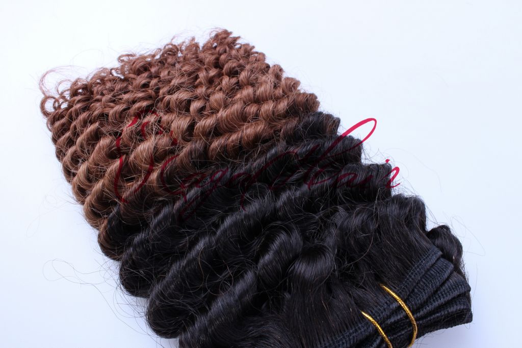 Kinky Curly Two Tone Hair Extension Weaving 1b/27# Peruvian Virgin Hair Bestselling Cheap Price 100% Human Hair