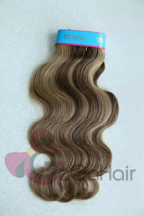 Grade 6A Highlight 4/27# Piano Color Hair Weft Malaysian Virgin Hair Body Wave 8"-28" Mixed Size 3Pcs/Lot Free Shipping