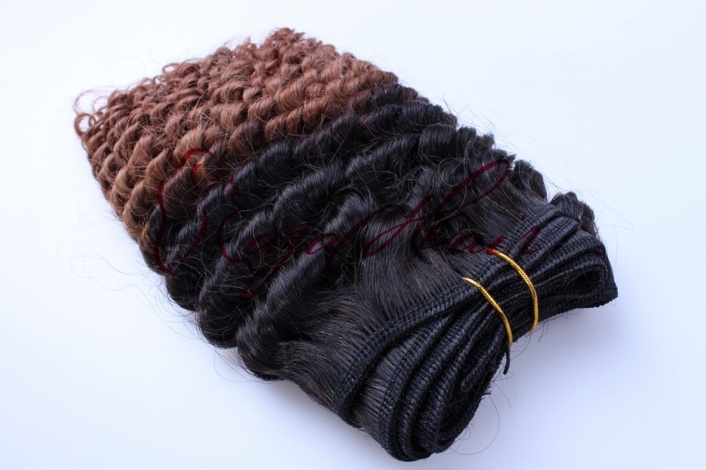 Kinky Curly Two Tone Hair Extension Weaving 1b/27# Peruvian Virgin Hair Bestselling Cheap Price 100% Human Hair