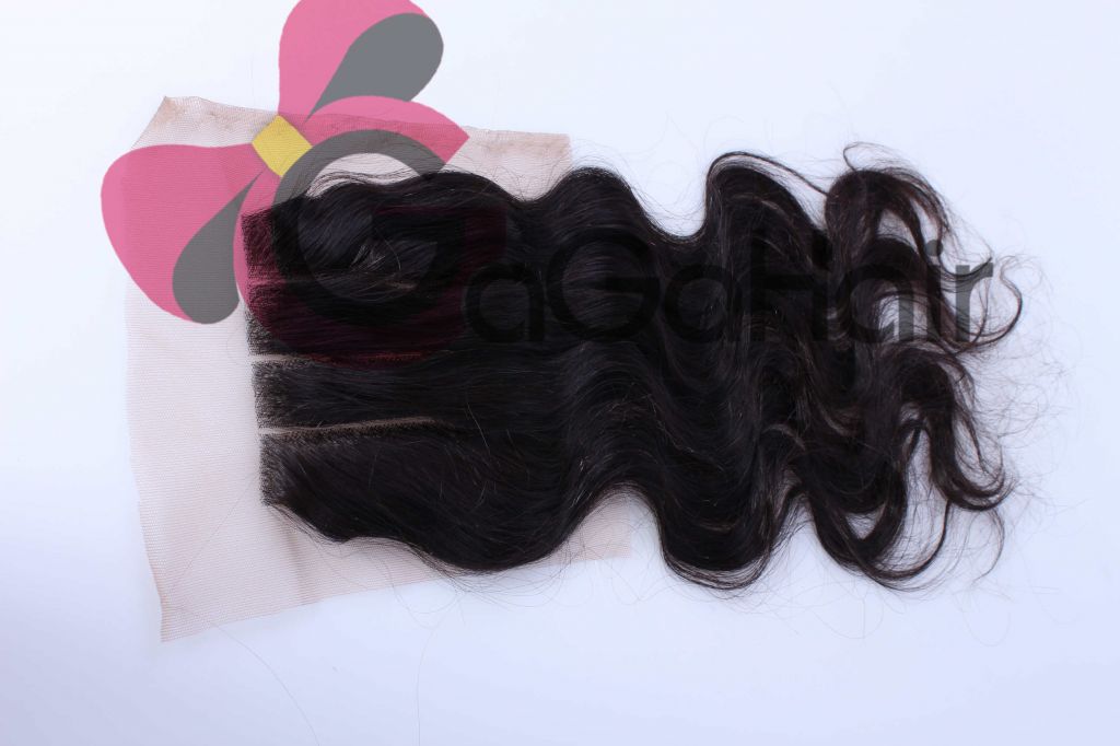 3 part lace top closure Malaysian virgin hair 100% Human Hair Top selling 4"*4" 8"-18"  Natural color large stockings