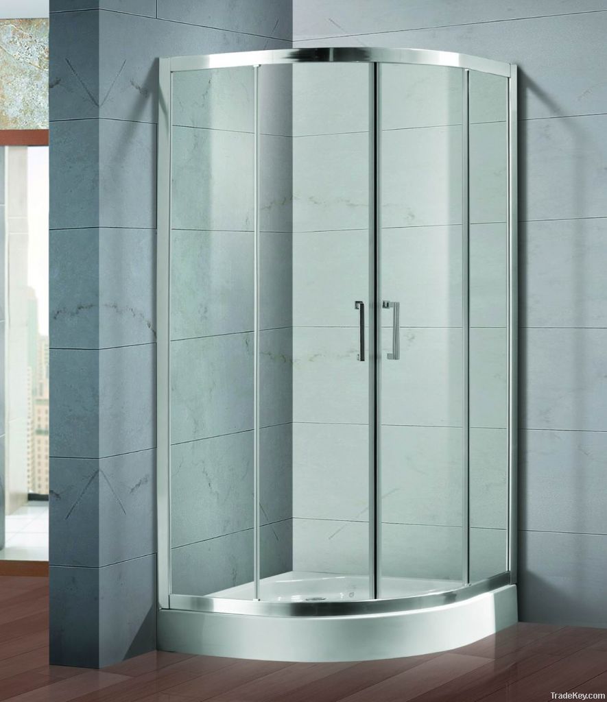 Semi frameless quadrant glass sliding shower door