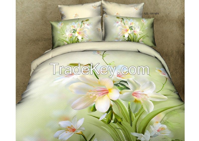 Big Flower Print 205T 100% Twill Cotton Printed 3D Bedding