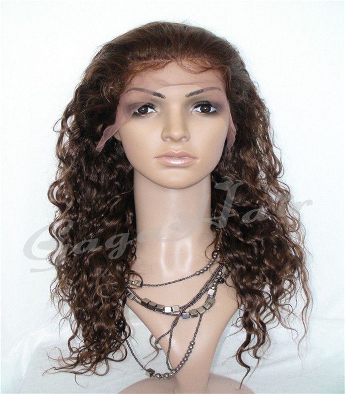 Free Shipping Brazilian Full Lace Wigs Virgin Human Hair with Baby Hair 4# Curly Cheap Human Hair Wigs Virgin Full Lace Wigs