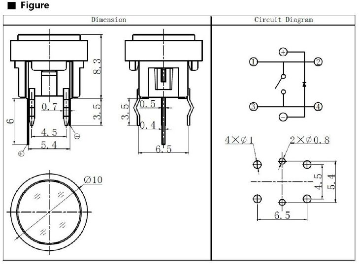 6x6mm illuminated tact switch with colorful LED