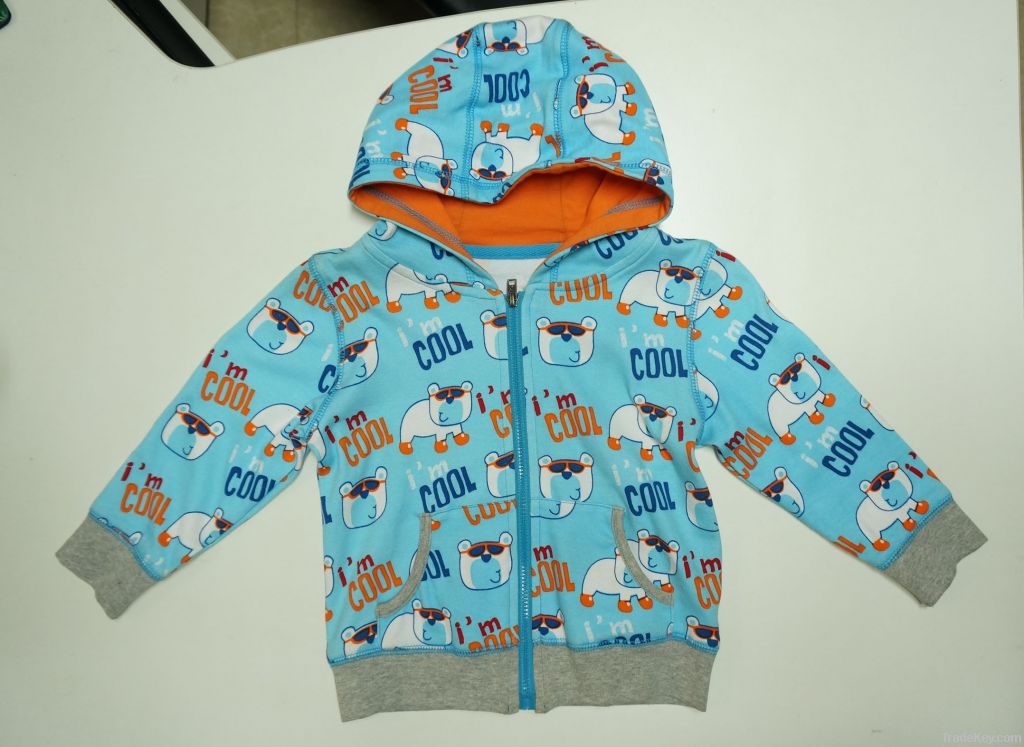 kids cute hoodie with all over print and pockets for spring and wholes