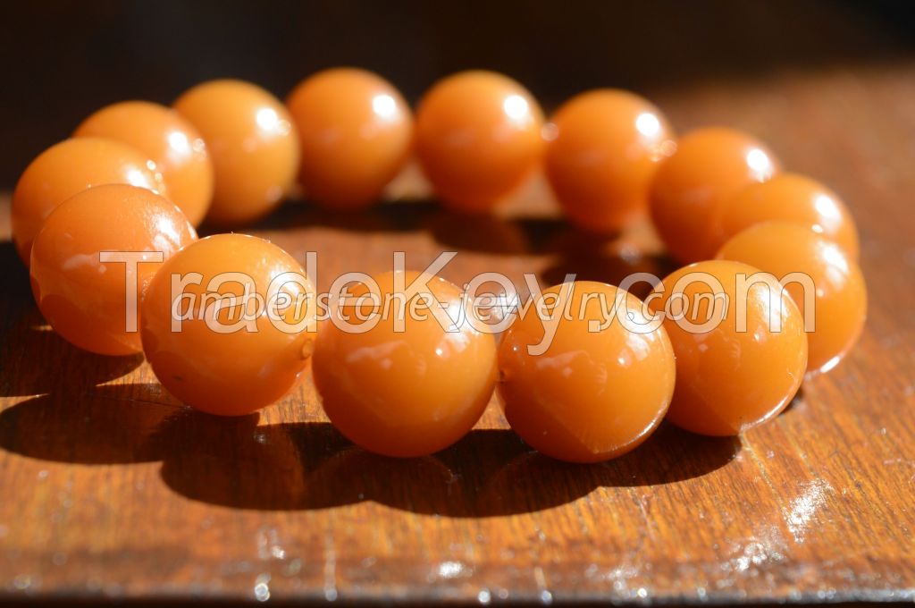 Baltic Amber Bracelet Toffee color perfectly round beads