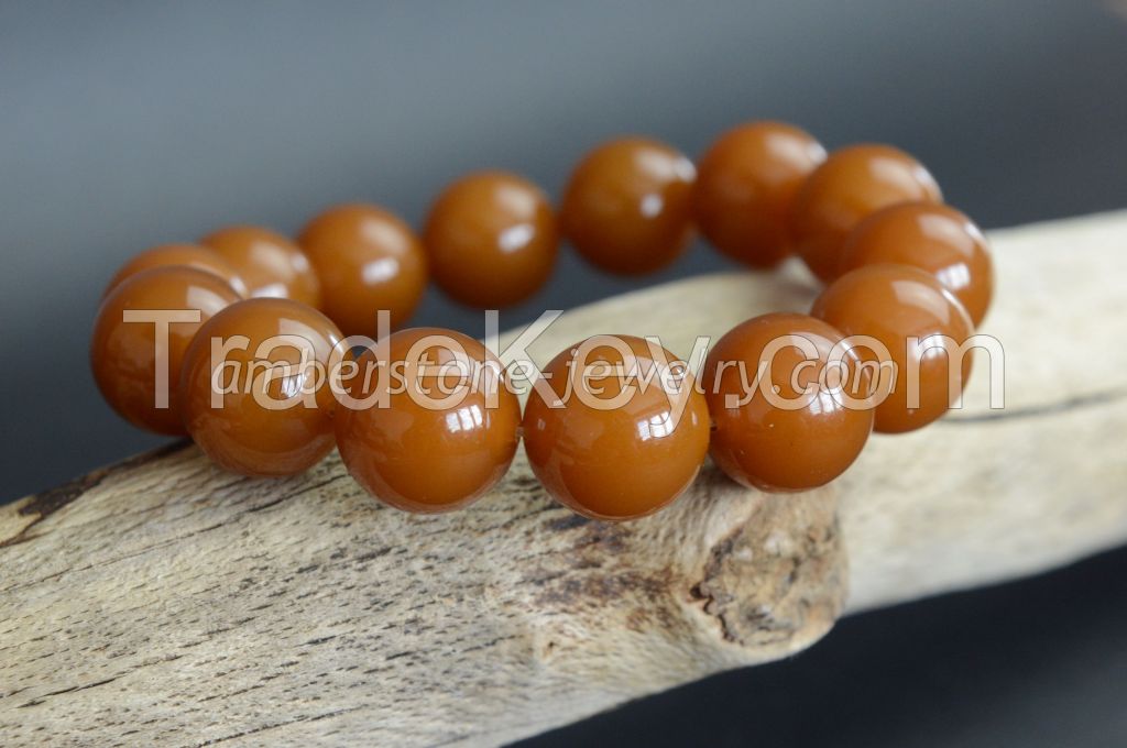 Baltic Amber Bracelet Toffee color perfectly round beads