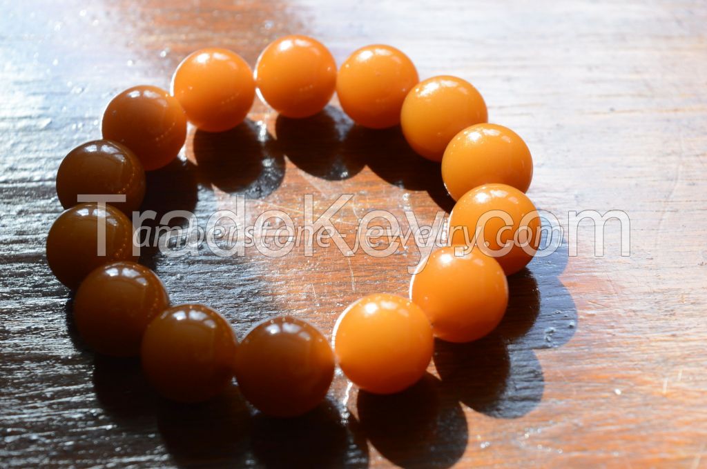 Baltic Amber Bracelet Toffee color perfectly round beads