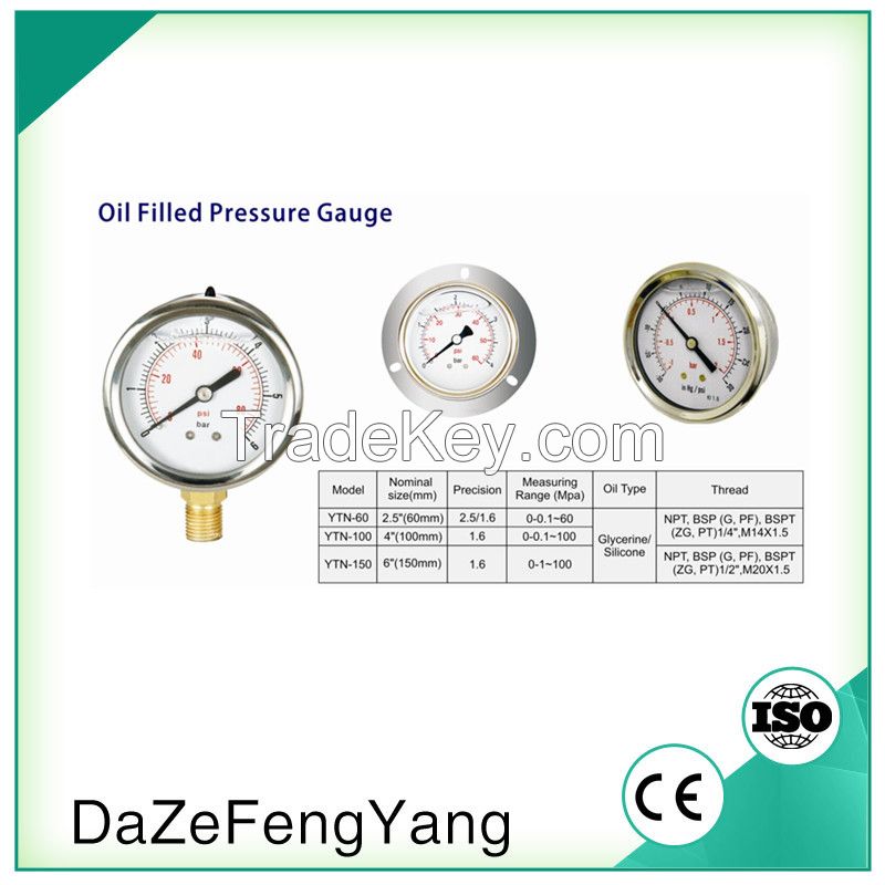 Oil filled pressure gauge Manometer