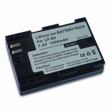 Digital Camera Battery for Can LP-E6 with 3.7V Voltage, 1,500mAh Capacity