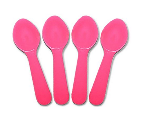 Miniature Plastic Colored Tasting Spoons -  (Pink)