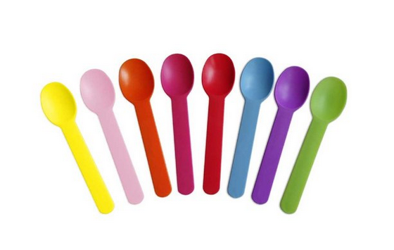 Miniature Plastic Colored Tasting Spoons -  (Pink)