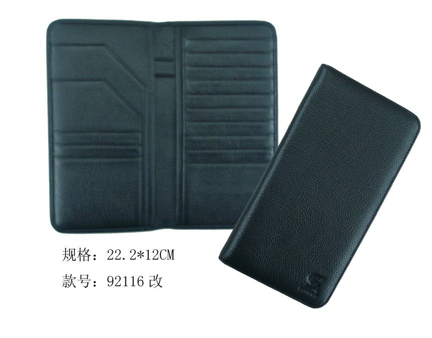 Classic long pattern leather passport holder