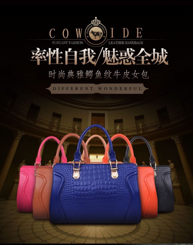 2014 Korean version of the new European and American crocodile pattern patent leather handbag leather handbag Messenger Bag Business