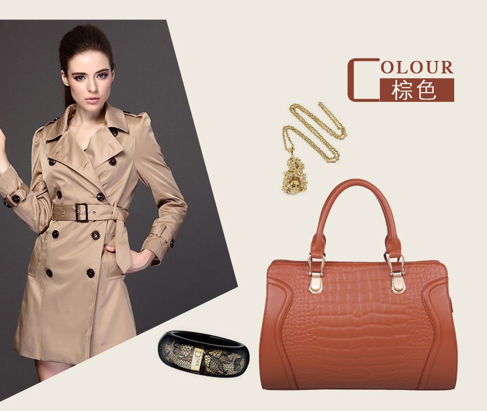 2014 Korean version of the new European and American crocodile pattern patent leather handbag leather handbag Messenger Bag Business