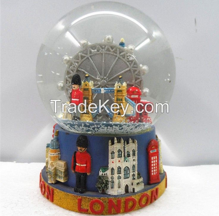 custom resin glass snow globe for london 