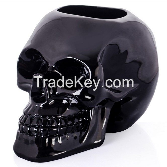 Custom high glossy geek design skull vase 