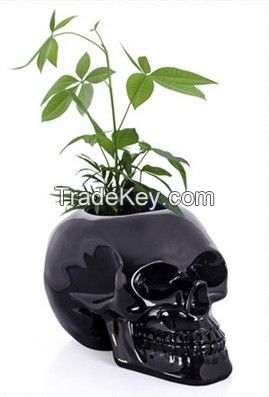 Custom high glossy geek design skull vase 