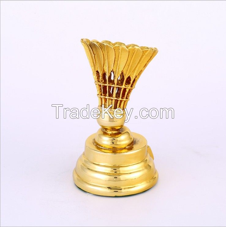 Resin golden electroplated badminton trophy award