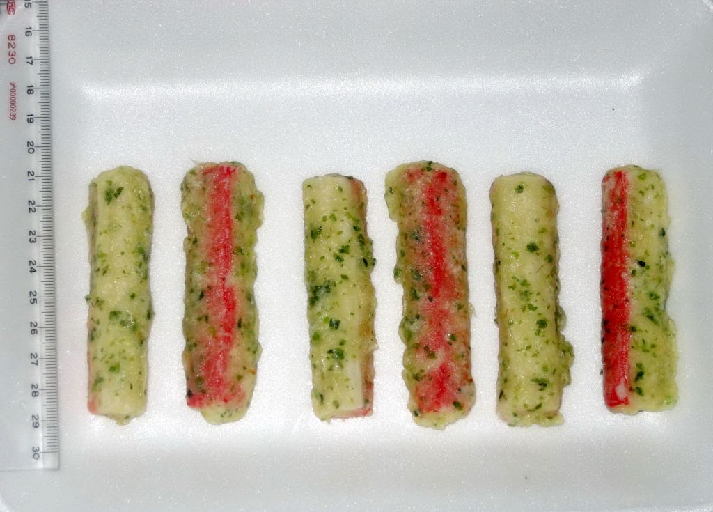 Pre-fried surimi crab stick flavored