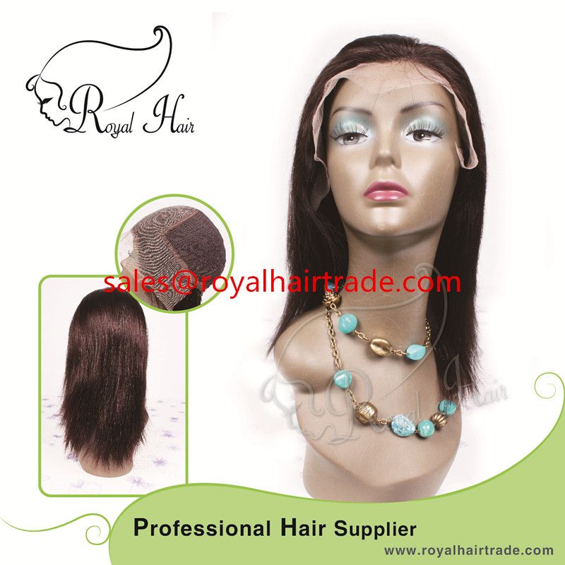 Top Quality High Density Straight Natural Color 8-24inch100% Virgin Brazilian Human Hair Full Lace Wig